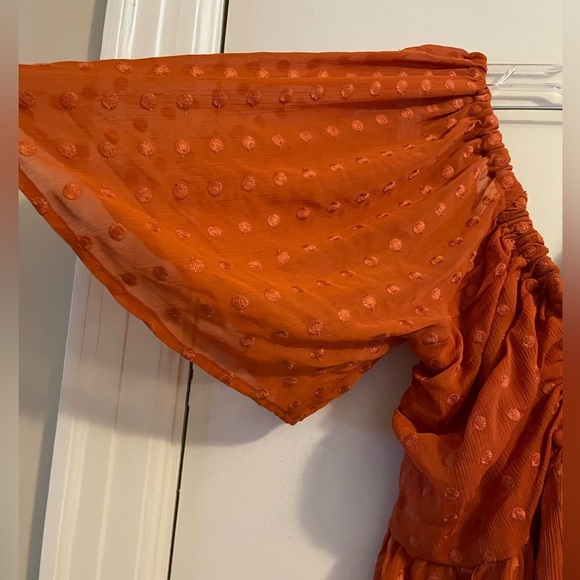 NWT Anthropologie Ruched Tiered Dress Terra Cotta Size XS - Picture 7 of 15